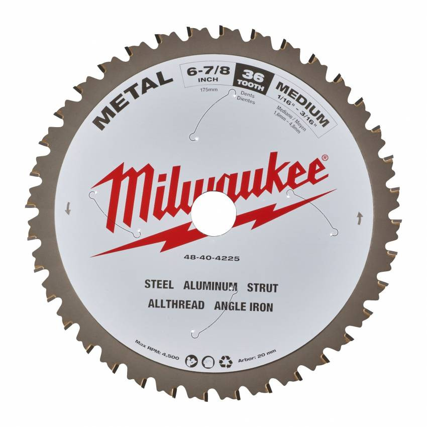 Диск пильний по металу MILWAUKEE, Ø165х15, 87/1, 6мм, 48 зуб.-48404015