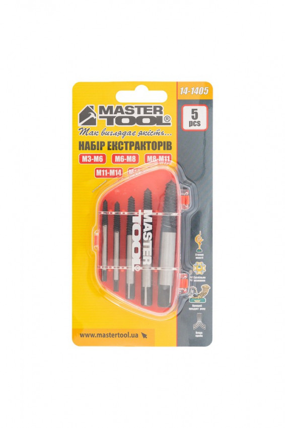 Набір для викручування зірваних гвинтів MASTERTOOL 5 шт (екстрактори) 14-1405-14-1405