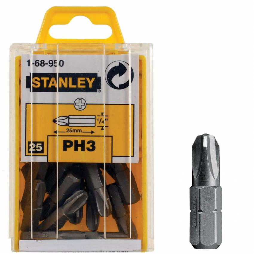 Біта із шестигранним хвостовиком 1/4” під шліц Ph3 довжиною 25 мм STANLEY 1-68-950-1-68-950