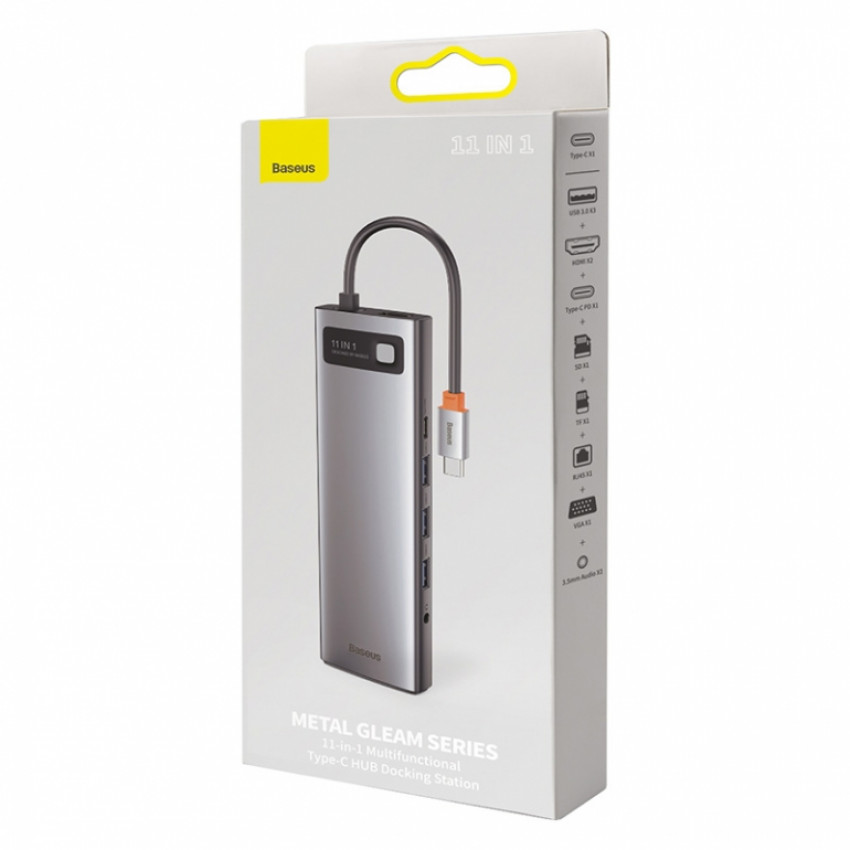 USB Hub Baseus Metal Gleam Series 11-in-1 Multifunctional Type-C Сірий (CAHUB-CT0G)-LP16983