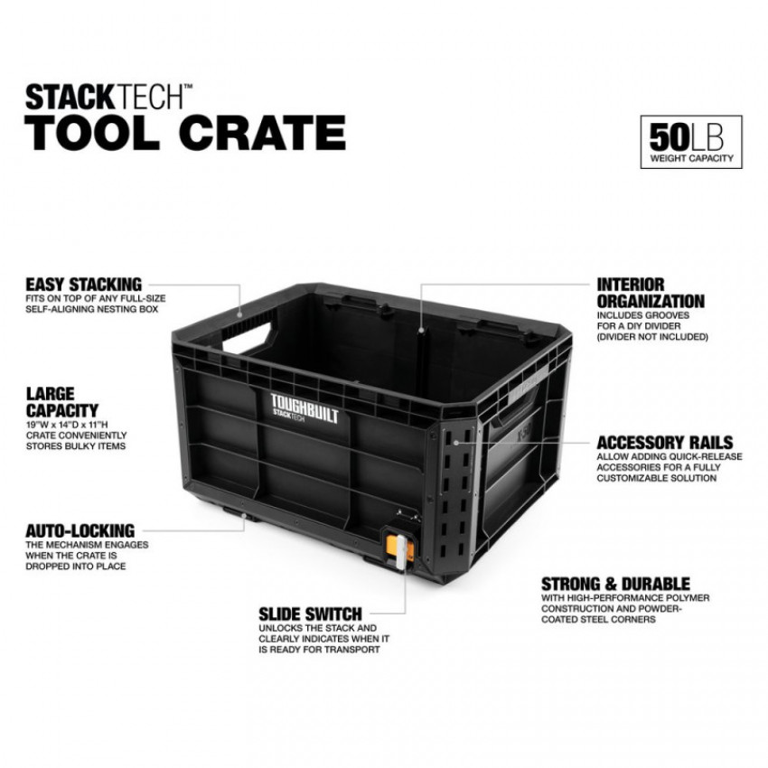 Скринька для інструментів TOUGHBUILT StackTech Tool Crate TB-B1-X-50-TB-B1-X-50