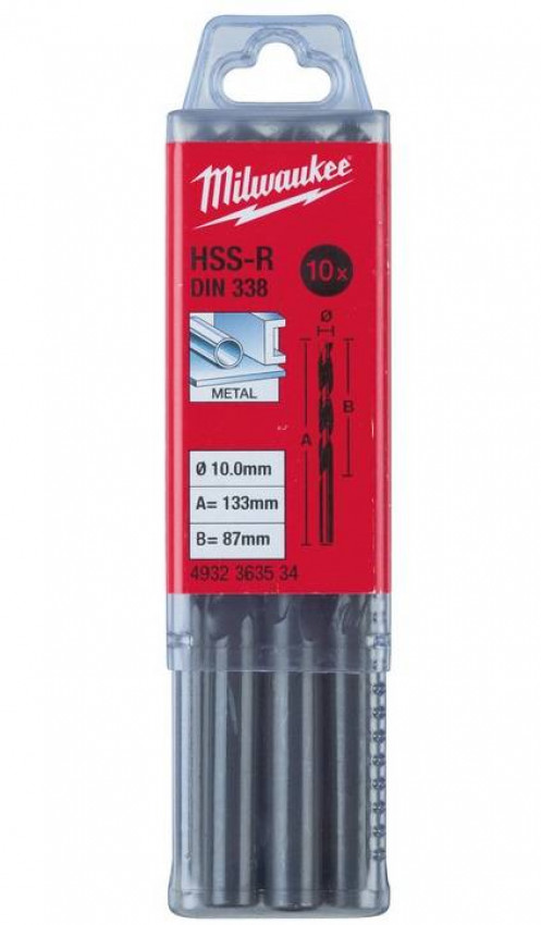 Свердло по металу HSS-R MILWAUKEE DIN338, Ø6,5мм, (10шт)-4932363499