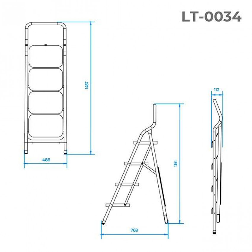 Стрем'янка сталева, 4 сходи, 380*260 мм, висота - 1361 мм INTERTOOL LT-0034-LT-0034