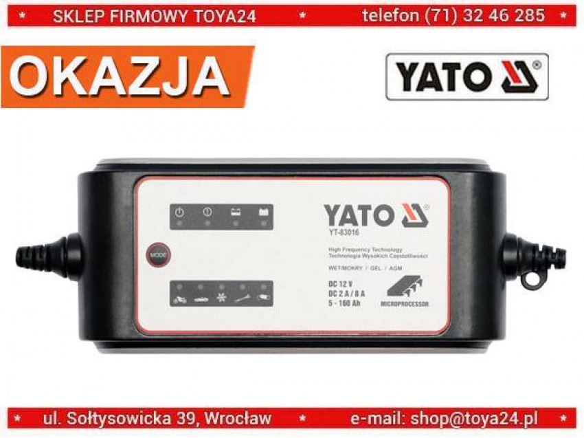 Зарядний прилад YATO: 6/12 V, 1-4 А, 200 Ah-YT-8300