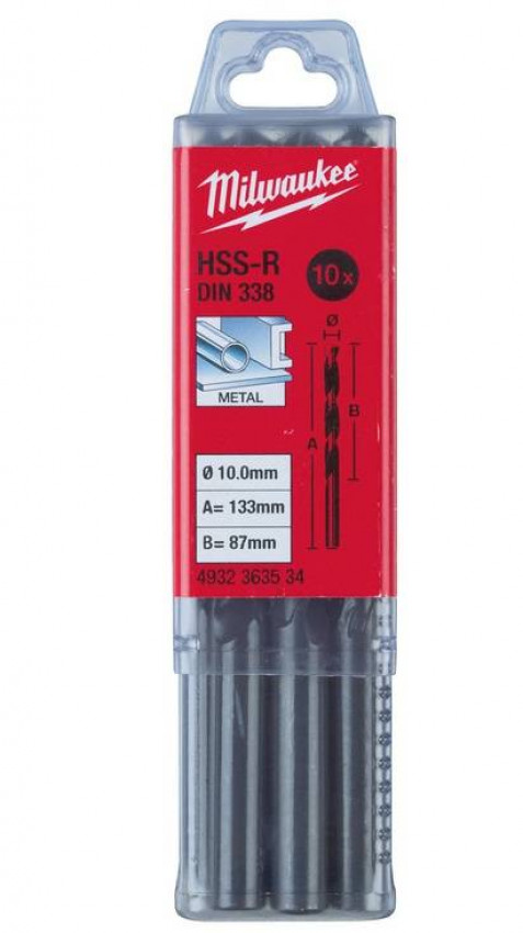 Свердло по металу HSS-R MILWAUKEE DIN338, Ø4,5мм, (10шт)-4932363479