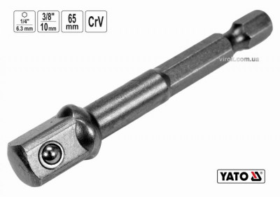 Тримач-адаптер торцевих голівок YATO: HEX-1/4&quot; &gt; квадрат-3/8&quot;, L=65 мм, Cr-V-[articul]