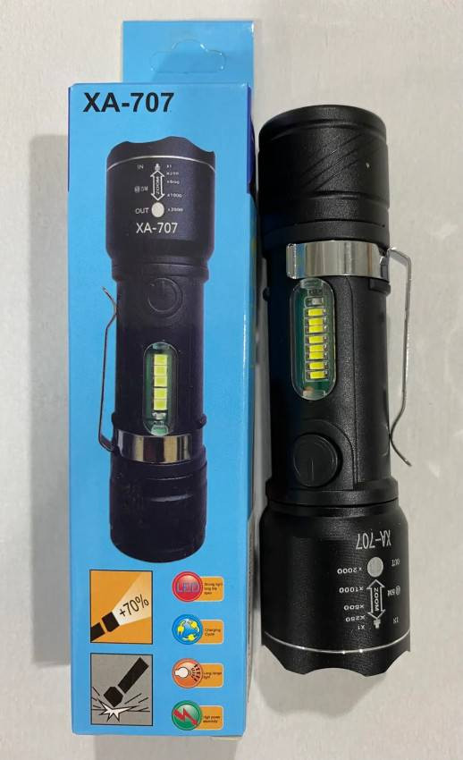 Ліхтар ручний XA-707/909-XPE+SMD, zoom, вбудований акумулятор, ЗП USB-XA-707