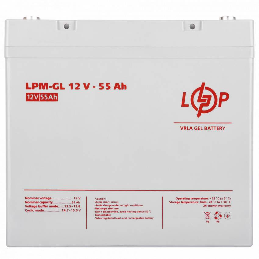 Аккумулятор гелевий LPM-GL 12V - 55 Ah-LP15266