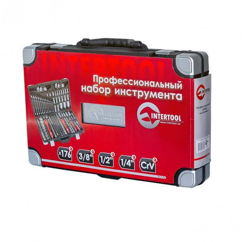 Професійний набір інструментів 1/4" і 3/8" і 1/2", 176 од. INTERTOOL ET-7176-ET-7176