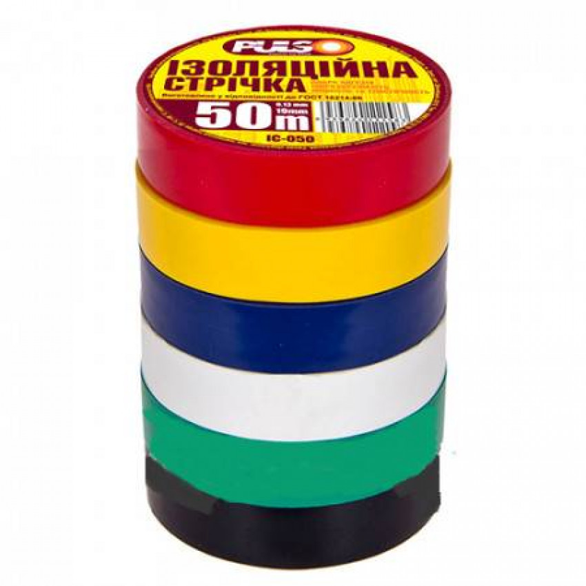 Ізолента PULSO PVC 50м асорті-ІС50А(200/10)