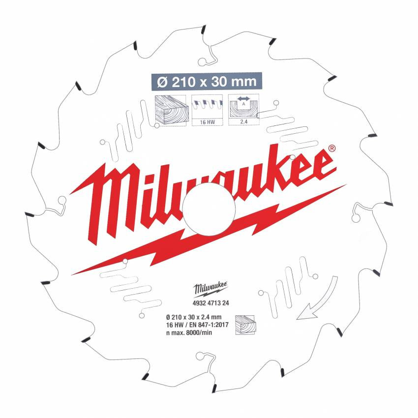 Диск пильний Alu PFTE MILWAUKEE, Ø165х20х2, 2мм, 52 зуб.-4932471296