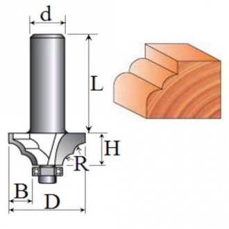 Фреза Кромкова фігурна №2009 (R4, D30, h10, B8.5) 18-051-040-[articul]