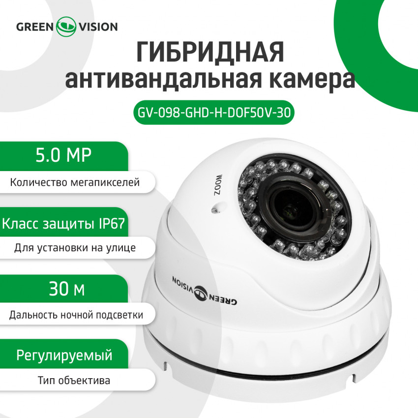 Гібридна антивандальна камера GV-098-GHD-H-DOF50V-30-