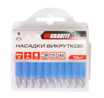 GRANITE Насадки викруткові РН2*50 мм, S2,10 шт, Арт.: 10-02-501