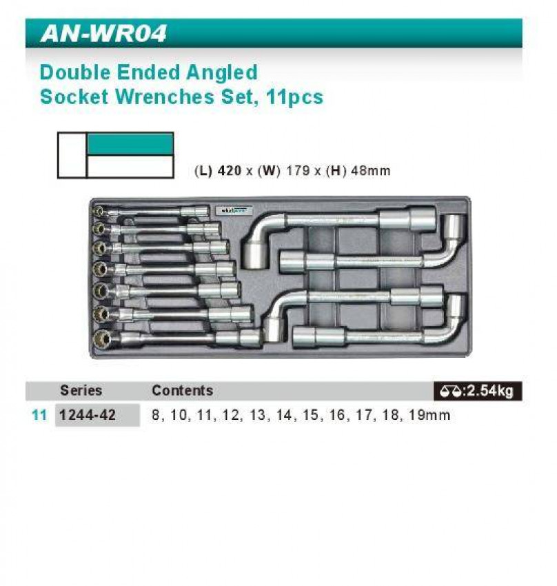 Набір ключів торцевих Г-под. 8-19мм 11од ложемент-AN-WR04