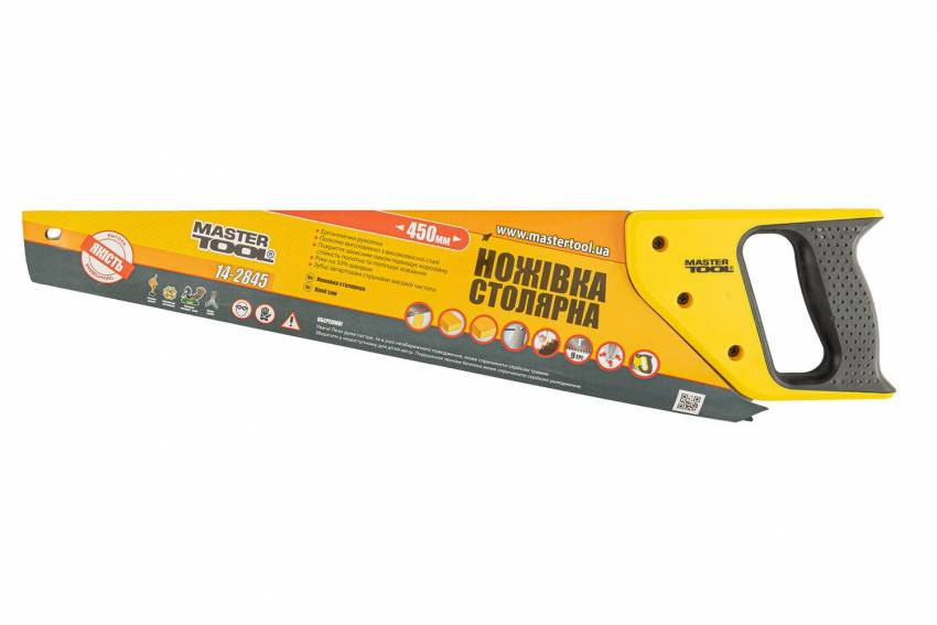 Ножівка столярна MASTERTOOL 450 мм 9TPI MAX CUT загартований зуб 3-D заточка полірована 14-2845-14-2845