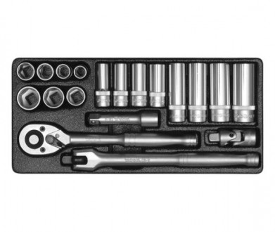 Набір торцевих головок YATO М10-19 мм із кв. 3/8'' з інстр-ми, наб. 19 шт. [8] DW-[articul]