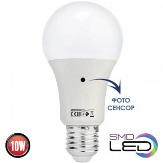 001-068-0010-030 Лампа з фотосенсором A60 SMD LED 10W 4200K E27 1032Lm 170-240v / 10/100-[articul]