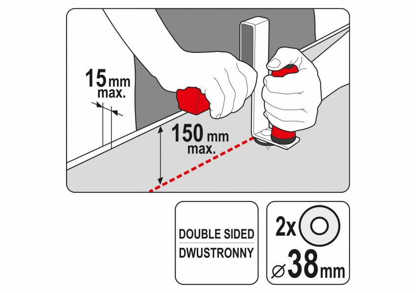 Різак-рейсмус двосторонній до г/к плит YATO товщина 15 мм ширина 150 мм-YT-76266