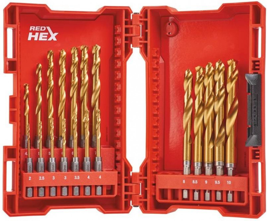 Набір свердлів по металу RedHEX HSS-G TiN MILWAUKEE, (19шт)-48894760