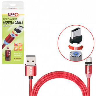 Кабель магнітний PULSO USB - Micro USB 2,4А, 2m, red (тільки заряджання) (MC-2302M RD)-[articul]