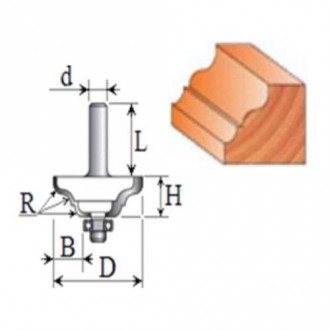Фреза Кромкова фігурна №2014 (R4, D40, h14) 18-056-040-[articul]