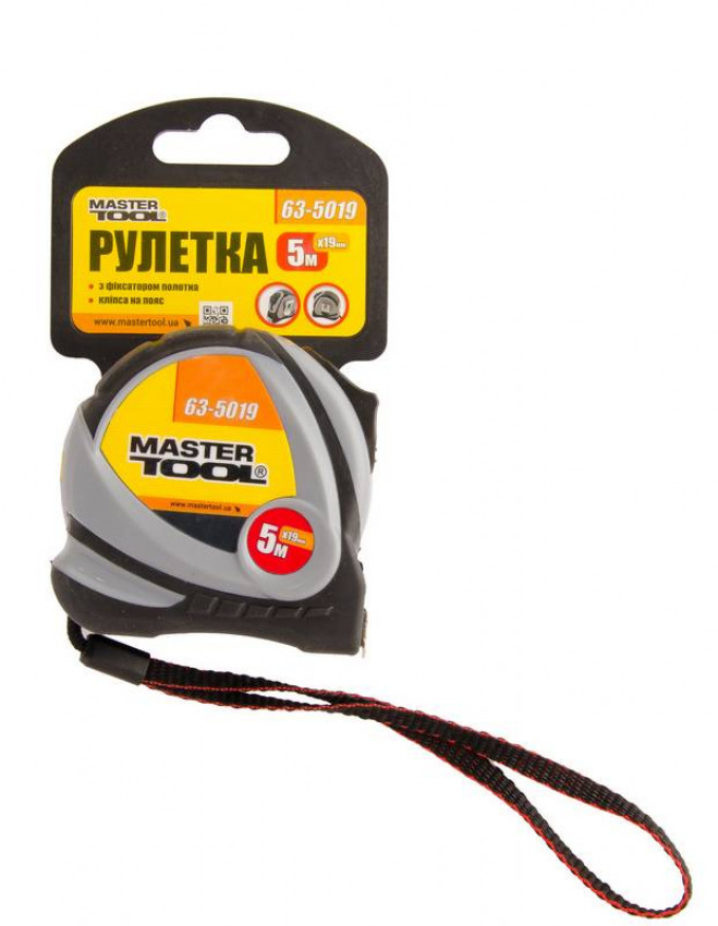 Рулетка MASTERTOOL 5 м 19 мм з фіксатором полотна 63-5019-63-5019