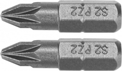 Насадка викрутка YATO: &quot;Pozidriv&quot; PZ2 x 25 мм, HEX 1/4&quot;, AISI S2, 2 шт.-[articul]