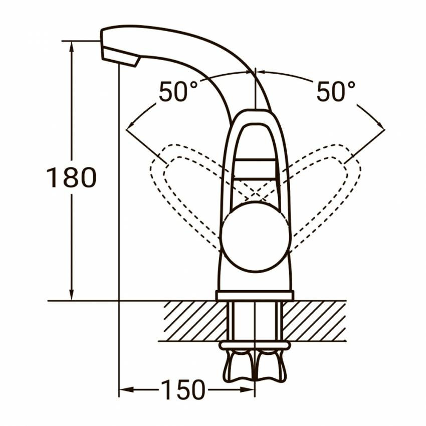 Змішувач HL Ø35 для раковини гусак вигнутий на гайці AQUATICA HL-1A230C (9734000)-9734000