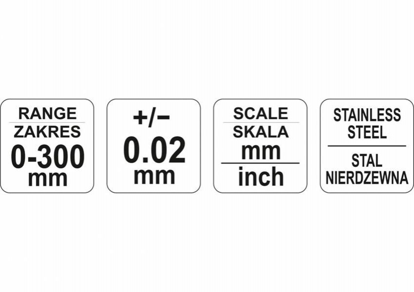Штангенциркуль YATO : L= 300 мм, точність ± 0,02 мм-YT-72004