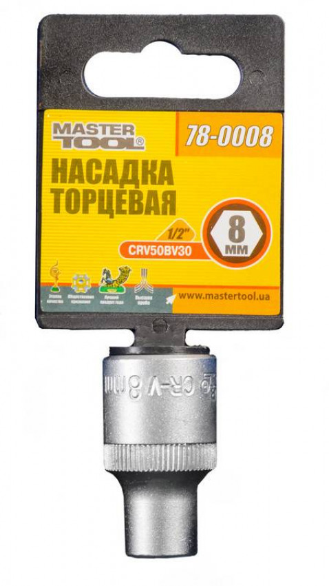 Насадка торцева 6-гранна MASTERTOOL 1/2" 8 мм CRV 78-0008-78-0008