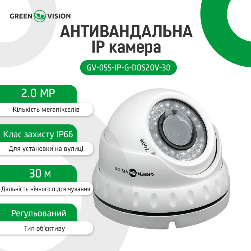 Антивандальна IP камера GV-055-IP-G-DOS20V-30-