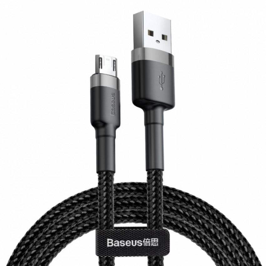 Кабель Baseus Cafule USB 2.0 to microUSB 2A 3M Чорний/Сірий (CAMKLF-HG1)-