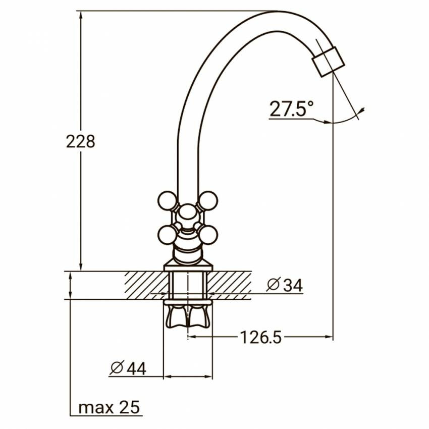 Змішувач QM 1/2" для кухні економ на гайці AQUATICA QM-1B159C (9783100)-9783100