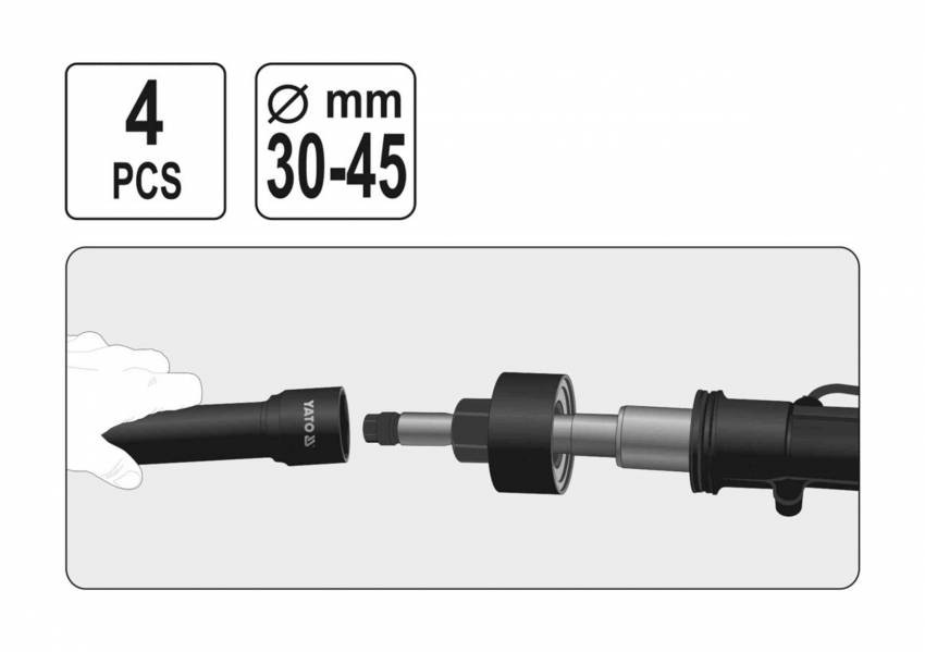 Ключі для обслуговування рульової тяги автомобіля YATO, головки Ø=30-35, 35-40, 40-45 мм, кпл. 4 шт.-YT-06155