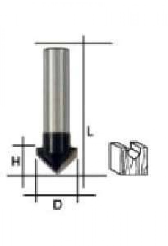 Фреза пазова V-подібна, DxHxL= 12x12x42мм, FIT-36653