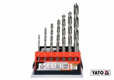 НАБІР СВЕРЛ ПО ДЕРЕВУ СПИРАЛЬНИХ YATO Ø3-4-5-6-7-8-10 ММ HEX 1/4&quot; HSS 4241 7 ШТ-[articul]