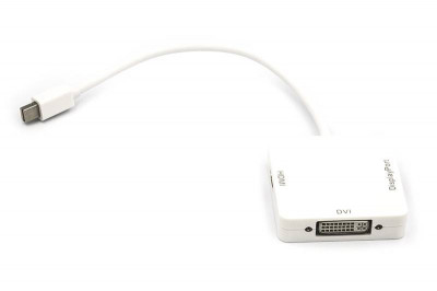 Кабель-перехідник PowerPlant mini DisplayPort (Thunderbolt) - DisplayPort, HDMI, DVI 0.2 м-[articul]