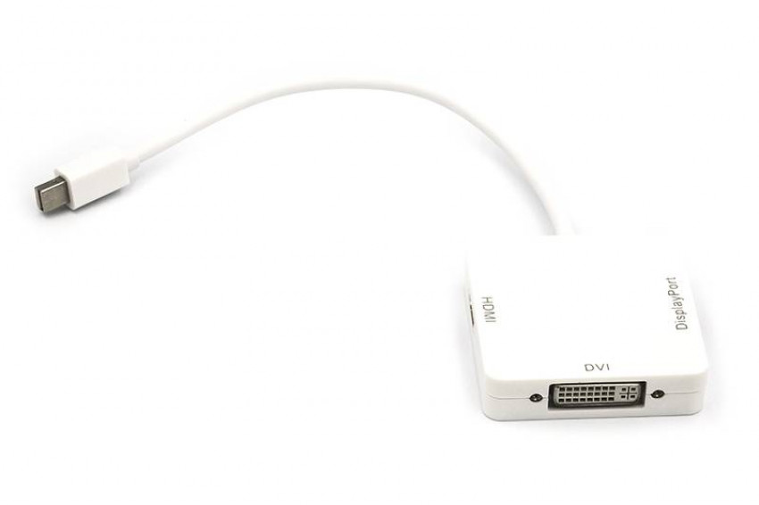 Кабель-перехідник PowerPlant mini DisplayPort (Thunderbolt) - DisplayPort, HDMI, DVI 0.2 м-CA911097