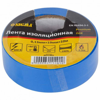 Ізолента ПВХ (синя) 0,13 мм×19 мм×10 м Premium Sigma (8411401)-[articul]