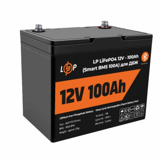 Акумулятор LP LiFePO4 12V - 100 Ah (Smart BMS 100А) з BT пластик для ДБЖ-[articul]