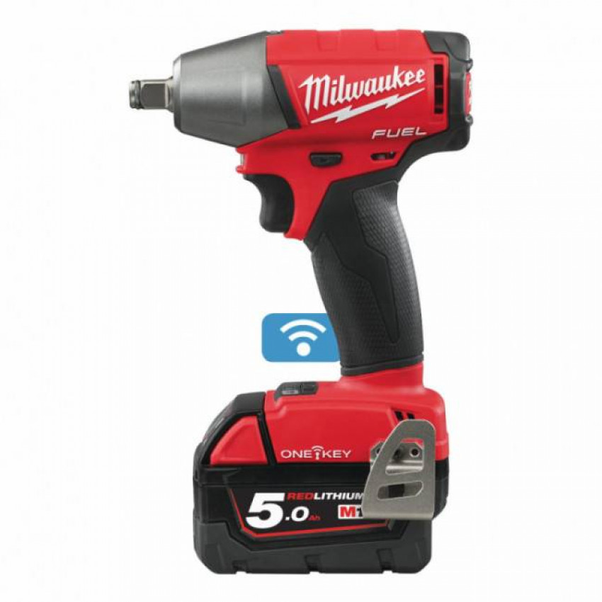 Гайкокрут акумуляторний 1/2" MILWAUKEE, M18 ONEIWF12-502X, 300Нм (зарядний пристрій, 2 акум.Х 5Ач, HDкейс)-4933451374