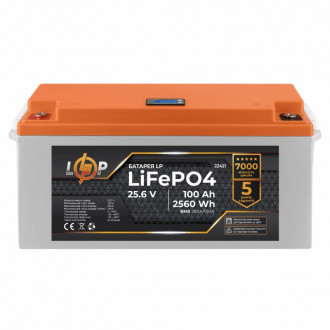 Акумулятор LP LiFePO4 24V (25,6V) - 100 Ah (2560Wh) (BMS 200/100А) пластик для ДБЖ-[articul]