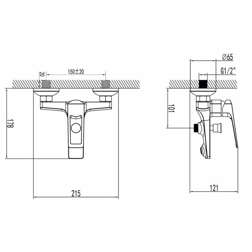 Змішувач BOLSENA Ø35 для ванної литої CORSO (CB-1C137C) (9614200)-CB-1C137C