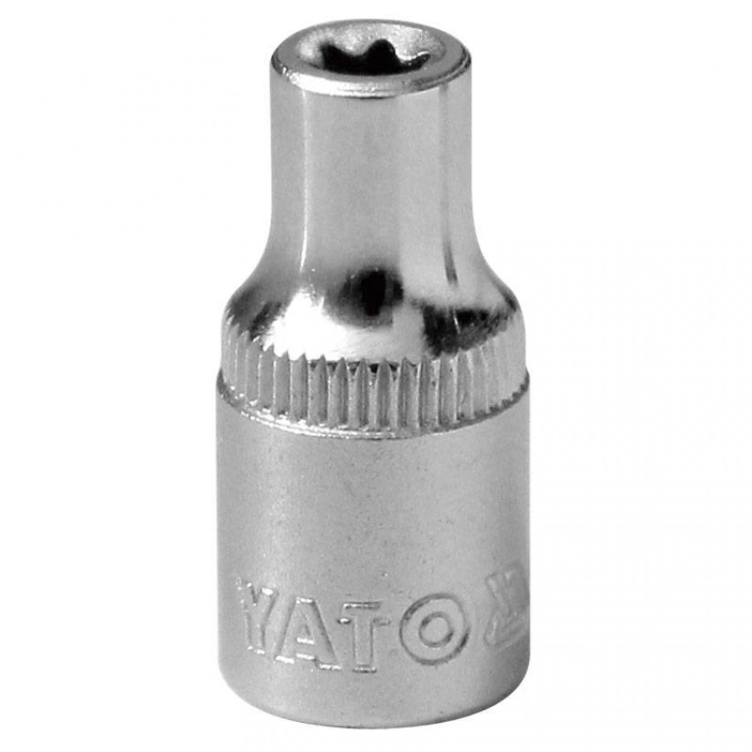 Головка торцева "Torx" Хром-ван YATO. до квадр. 1/4", Е4, l=25 мм [24/240/480]-YT-05211