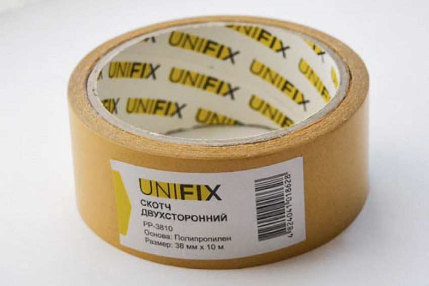 Стрічка клейка двостороння на поліпропіленовій основі 38мм*10м UNIFIX-PP-3810