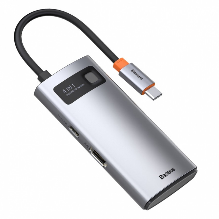 USB Hub Baseus Metal Gleam Series 4-in-1 Multifunctional Type-C Сірий (CAHUB-CY0G)-LP16984