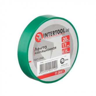 Стрічка ізоляційна, 17 мм * 20 м * 0.15 мм, зелена INTERTOOL IT-0051-[articul]