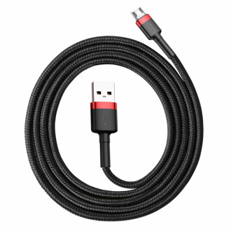 Кабель Baseus Cafule microUSB 2.4A 1M Чорний/Червоний (CAMKLF-B91)