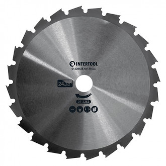 Ніж для мотокоси/тримера з твердосплавними напайками ø228x25.4x1.8 мм 24T INTERTOOL DT-2353-[articul]